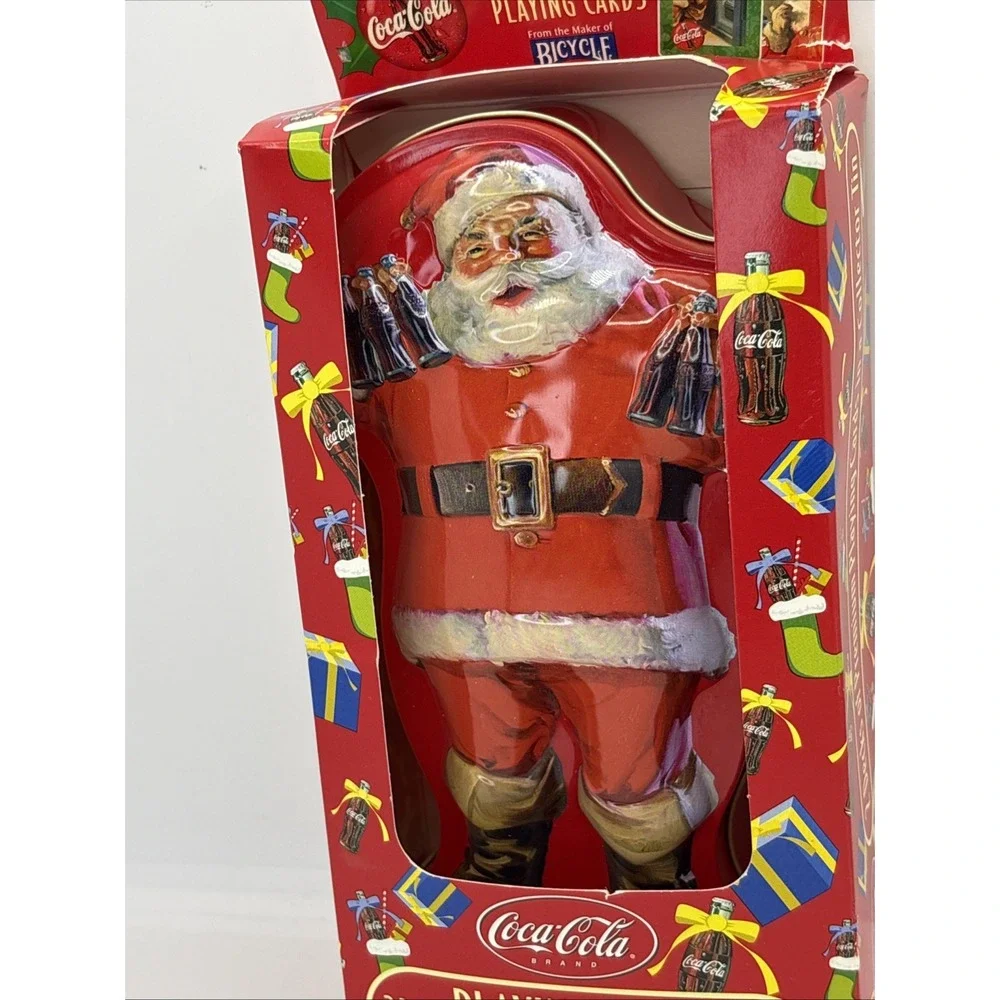 NEW COCA COLA SANTA CLAUS CHRISTMAS‎ PLAYING FACTORY SEALED CARDS 2 DECKS IN TIN